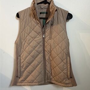 Ralph Lauren Quilted Tan Sleeveless Puffer Vest